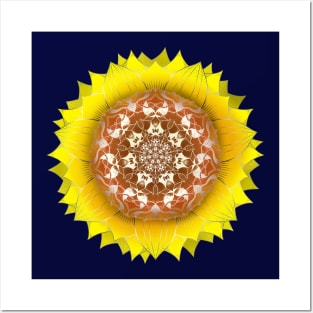 Sunflower Mandala Pattern Posters and Art